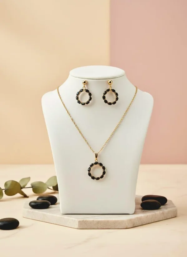 Gold Plated Crystal Pendant Set for Women Wedding Party Wear #00